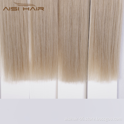 Aisi Hair Unprocessed 10A Brazilian Double Drawn Blonde  Human Hair Bundles Tape In Human Hair Extension For Women
